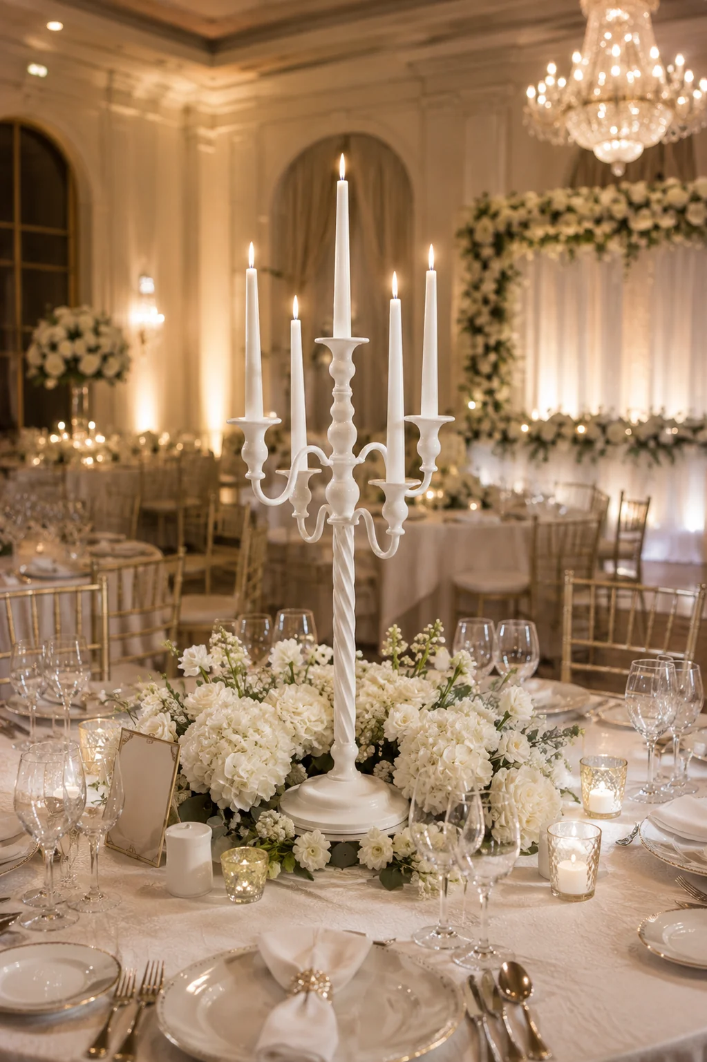 Luxury White 5-Arm Candelabra Candle Holder